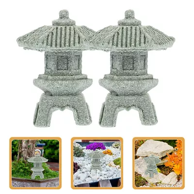  2 Pcs Japanese Tower Light Decoration Zen Garden Accessories Hexagon Asian • £9.75
