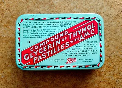 £5.95 • Buy Vintage Boots Chemist Tin Compound Glycerin Of Thymol Pastilles