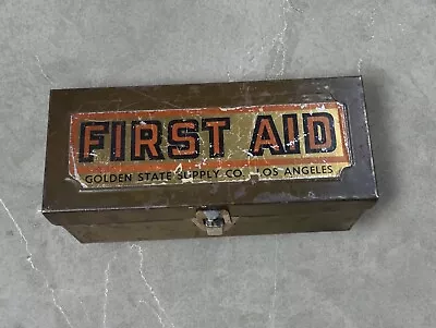 Vintge Golden State Supply Co Los Angeles FIRST AID BOX Army Green Metal Nam Era • $28.95