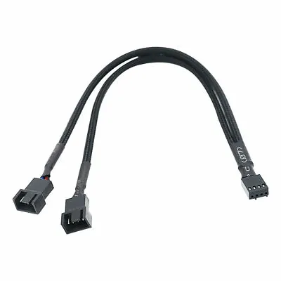 4 Pin PWM Fan Y Splitter Black Sleeved Extension Cable Lead 26cm GPU CPU • £2.99