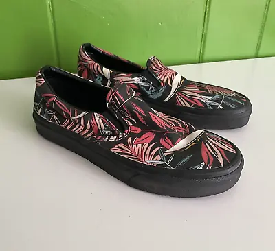 Vans Classic Slip-On Shoes Palm Tropical Print Hawaii Black Soles Womens Shoes 9 • $135