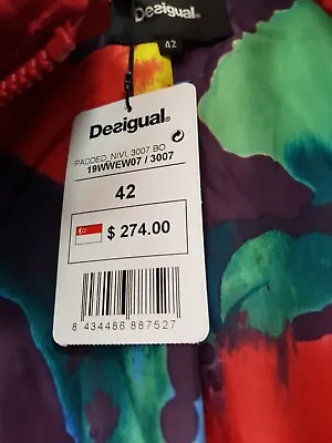 NEW Desigual Red Jacket Padded Nivi 3007 BO Size 42 ORP Euro $274 • $141