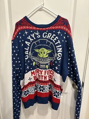 Star Wars Sweater Mens 3XL Red Blue Christmas Baby Yoda Holiday Knit Pullover • $29