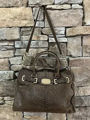 Michael Kors Hamilton Brown Python Snakeskin Leather Bag • $89