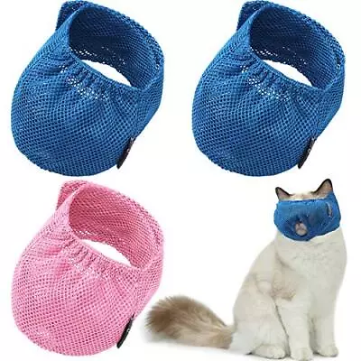 3 Pieces Cat Muzzles Breathable Mesh Muzzles Cat Grooming Restraint Bags With Mu • $12.90