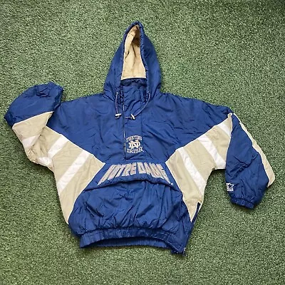 Notre Dame Jacket M Vintage 90s 00s Fighting Irish Starter Game-day Pullover • $49.98