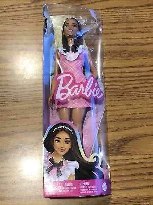 Barbie Fashionistas Doll #209 Black Hair Pink Plaid Dress Pearl NEW BOX DAMAGED • $4.50