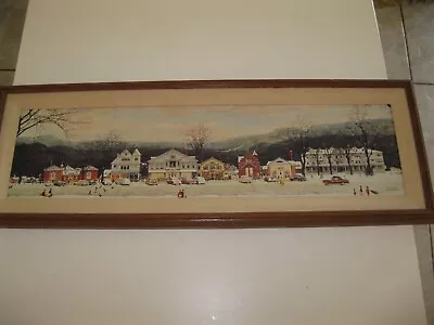 Norman Rockwell 1992 Main Street Stockbridge Wood Framed Canvas Christmas Scene • $55.95