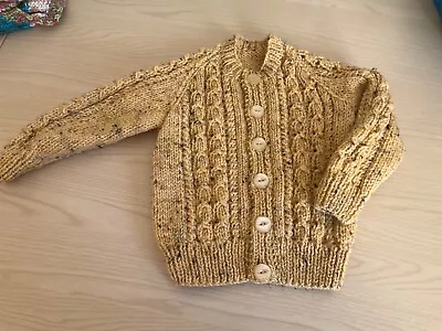 New Hand Knitted Boys Aran Cardigan  22 Inch Chest Approx Age 1-2 • £7.50