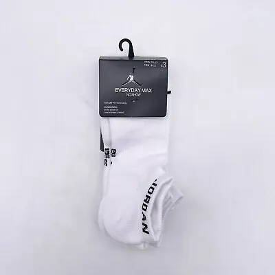 Nike Jordan Everyday Max No Show Socks 3 Pack White Dri-Fit SX5546-100 Mens L • $15