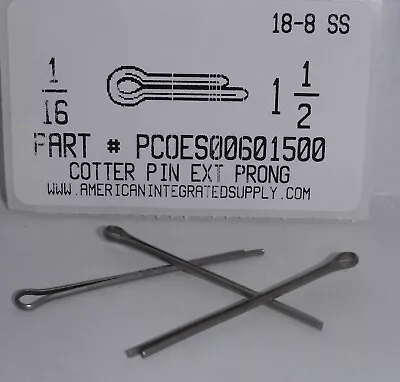 1/16x1-1/2 Cotter Pins Extended Prong Stainless Steel (100) • $11.75