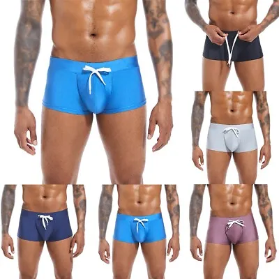 Swimwear Boxer Shorts Bathing Suits Beach Wear Boxer Trunks Drawstring Sexy Man • £12.71