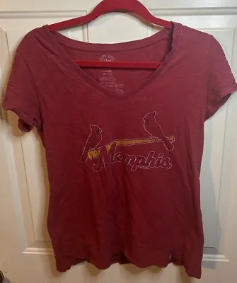 Womens Memphis Redbirds T Shirt Large Red Minor League Baseball Tee Scoop Neck • $19.99