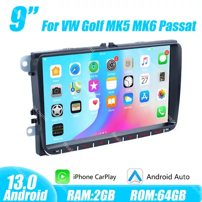 For VW Golf MK5 MK6 Passat Jetta Android 13 Apple Carplay Car Radio StereoWIFI • $120.50