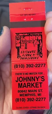 Matchbook Cover Johnny’s Market Memphis Michigan • $3.99