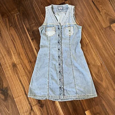 Miss Sixty Y2k Sleeveless Denim Jean Dress Size L • $125