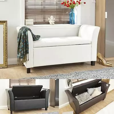 Verona Leather Window Seat Ottoman Storage Box Large Blanket Box Bench Footstool • £109.99