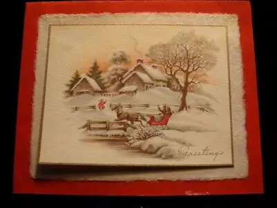 Vintage  In A One-horse Open Sleigh!!  Christmas Greeting Card • $2