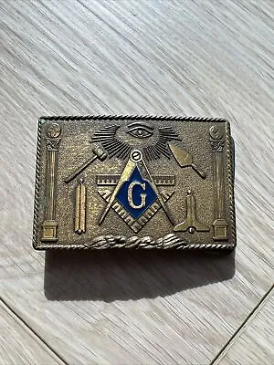 Vintage Solid Bronze Masonic Belt Buckle 1978 Harry Klitzner Providence RI USA • $15.01