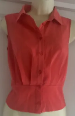 MISS SELFRIDGE Coral Chiffon Sleeveless Blouse Top Size 8 • £6.99