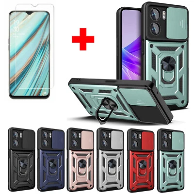 $8.35 • Buy For Oppo A57 A57s A77 Shockproof Hybrid Case Cover Ring Stand+Tempered Glass