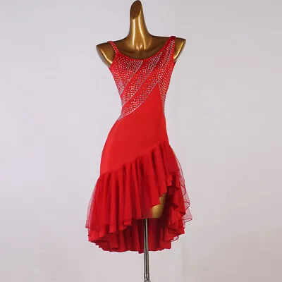 Latin Dance Dress Salsa Tango Chacha Ballroom Competition Red Dress A22 • £55.52