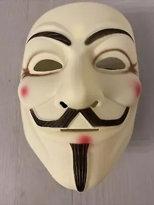 V For Vendetta Hard Plastic White/cream Mask W/strap Halloween Mask (brand New) • $9.99