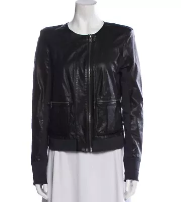 A.L.C. Women's Lamb Leather Biker Jacket Size 10 Black • $101.40