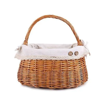 £12.99 • Buy Handbag Shaped High Handle Wicker Shopping Baskets Collection Gift Hamper Fabric