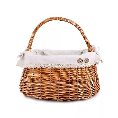 £13.99 • Buy Handbag Shaped High Handle Wicker Shopping Baskets Collection Gift Hamper Fabric