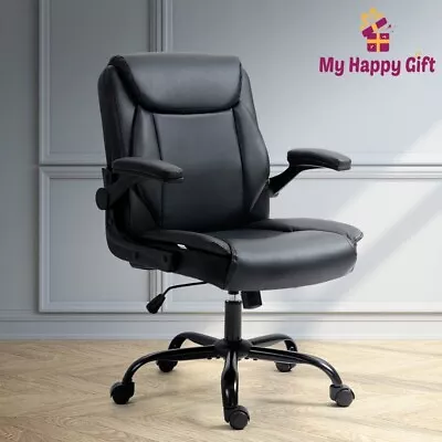 Artiss Office Chair Leather Computer Desk Chairs Executive Gaming Study Black • $112.40