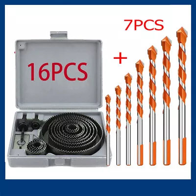 23PCS Hole Saw Cutter & Drill Bit Set 19-127mm Round/Circular Drill Cutting Kit • £15.47