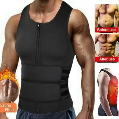 Men's Sauna Suit Sweat Vest Tank Top Neoprene T-Shirt Body Shaper Waist Trainer • $22.79