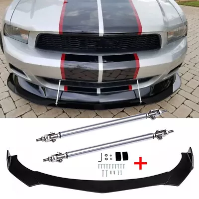 For Ford Mustang 2000-2021 Front Bumper Lip Splitter Spoiler Black + Strut Rods • $65.39