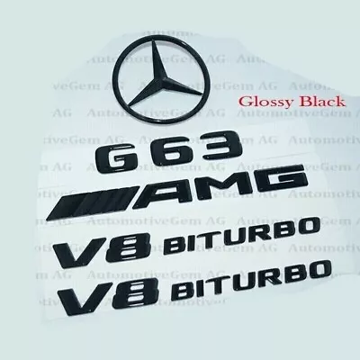 G63 AMG V8 BITURBO Rear Star Emblem Black Badge Combo Set For Mercedes W463 W464 • $39.90