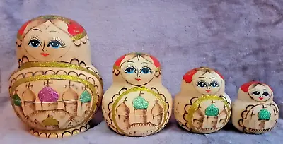 Vintage Large Matryoshka Russian Nesting Dolls - Set Of 4- Handpainted & Signed  • £14