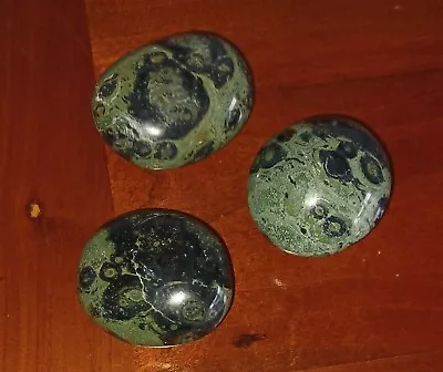  3 Green Stromatolite Kambaba Jasper Polished Palm Stones. Display Crystal 1/2lb • £9