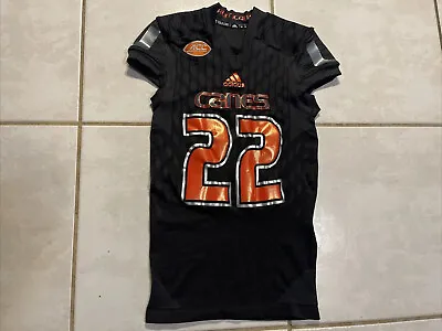 ADIDAS Miami Hurricanes GAME USED BLACK OUT JERSEY 2015 ACC CANES #22 Size M • $179.99