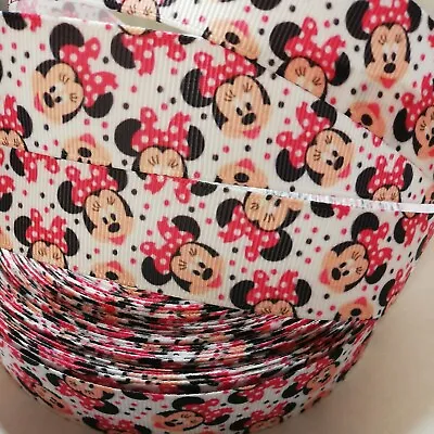 MINNIE MOUSE Grosgrain Ribbon 1 Inch (25mm) Width For Crafthair Cake Deco Etc • £1.99