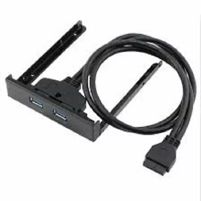 USB 3.0 2 Port 3.5 Inch Front Panel Expansion Bay 19 Pin Header Bracket Cable • $13.69