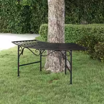 Tree Bench Black Steel Outdoor Garden Seating Arcuate Bench Furniture VidaXL • $164.99