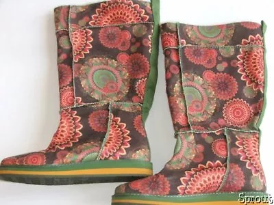 £43.07 • Buy DESIGUAL Fall Boho Boots 39 8 Brown Green Orange EUC Beautiful Autumn VGUC