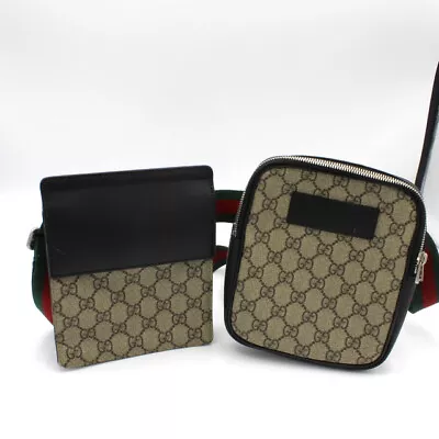 Gucci Original GG Supreme Canvas Web Double Pocket Waist Double Pouch #H62208-1 • $203.50