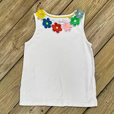 Mini Boden Girls White 3D Floral Cotton Sleeveless Top Size 9-10 Y  • $18