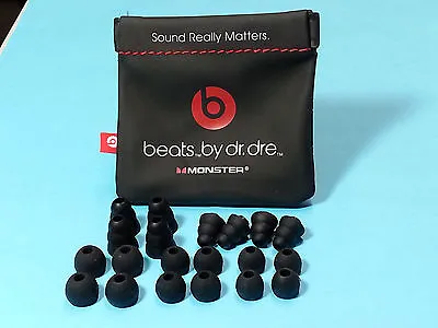 Beats FLEX Kit - Soft Carrying Pouch With 20 Multi-Sizes Black Soft Earbuds Gels • $11.95