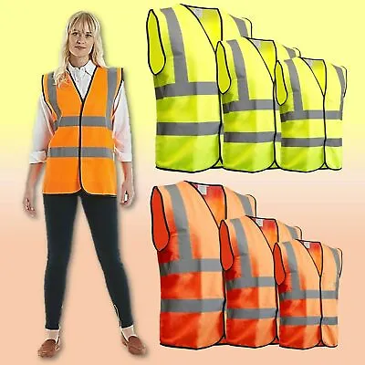 £1.75 • Buy Hi Vis Vest Yellow Orange High Viz Visibility Waistcoat Safety Work Reflective