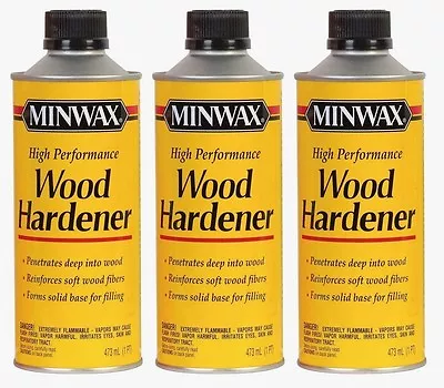 3 ~ MINWAX WOOD HARDENER High Performance Strengthens Seals Rotting Wood 1 Pt • $72.39