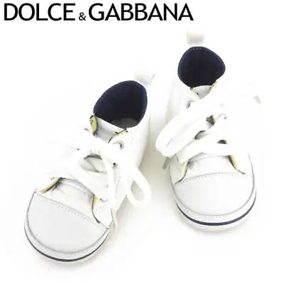 Dolce & Gabbana Baby Shoes Ladies Size 19 About 12cm Logo White Canvas X Leather • £143.35