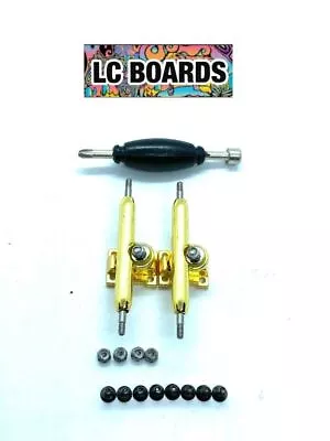 LC BOARDS Fingerboard 34mm Trucks Gold Pro Shaped With Lock Nuts • $5.95