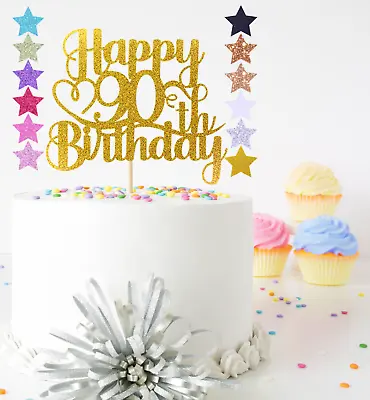 Glitter Happy Birthday Cake Topper Decoration 13th 16th 21st 40th 90th 100th Etc • £3.09